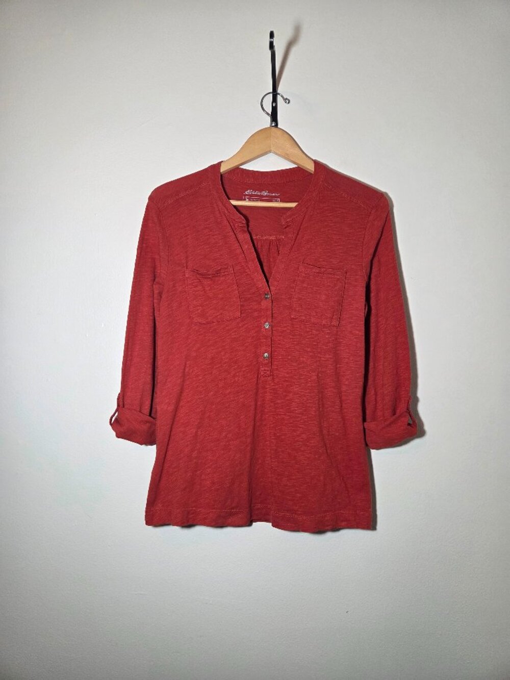 Eddie Bauer Rusty Orange Long Sleeve Henley